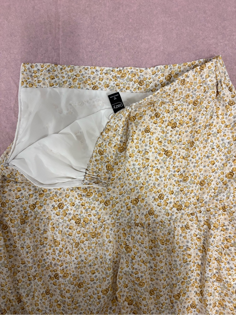 Maxi Skirt in White and Mustard Floral Print - Picture 3 of 3